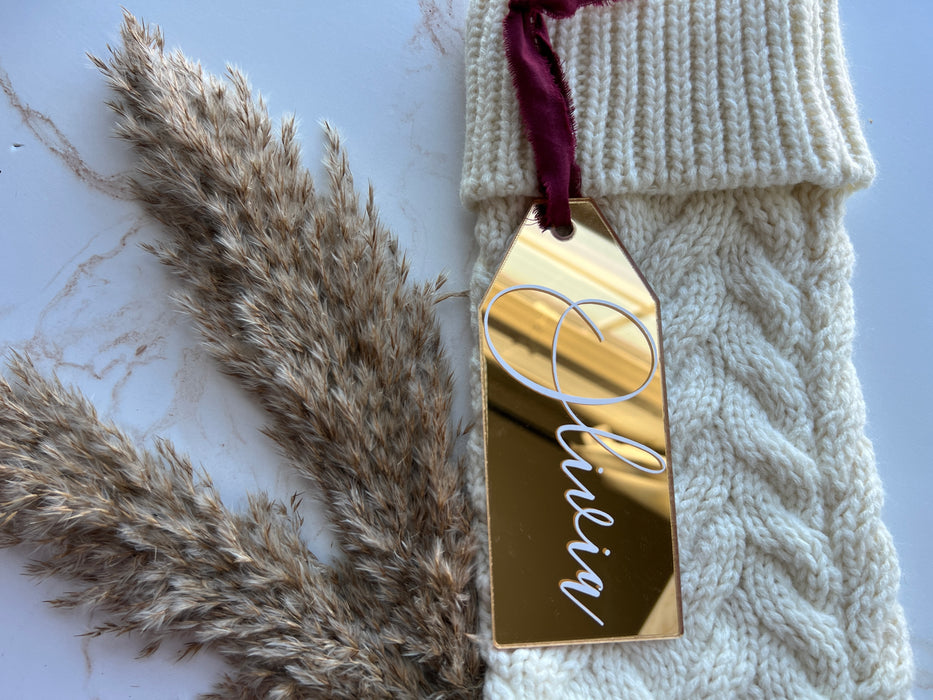 Gold Mirrored Stocking Tag
