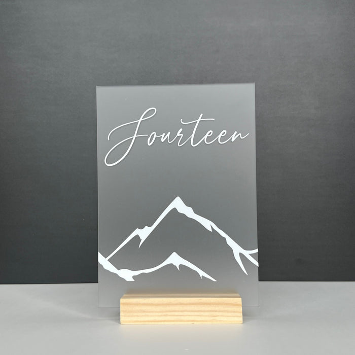 Acrylic Mountain Table Number Script Lettering