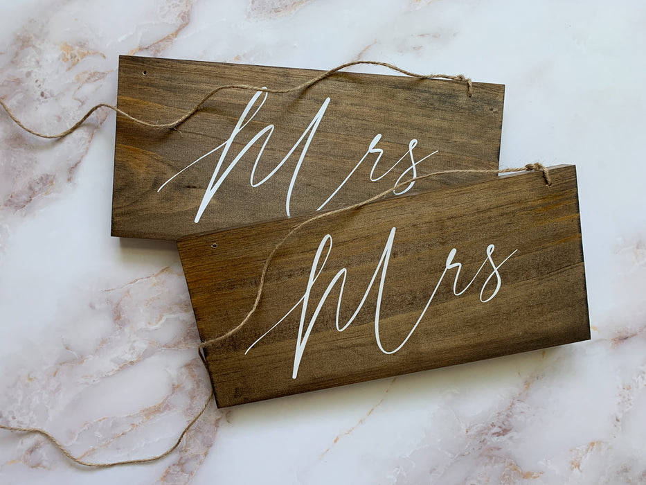 Large Mrs. And Mrs. Sign Set Backpack Signs Just Married Backpack Sign For Mountain Wedding Decorations For Elopement Just Married Sign For Mountain Themed Wedding Decor