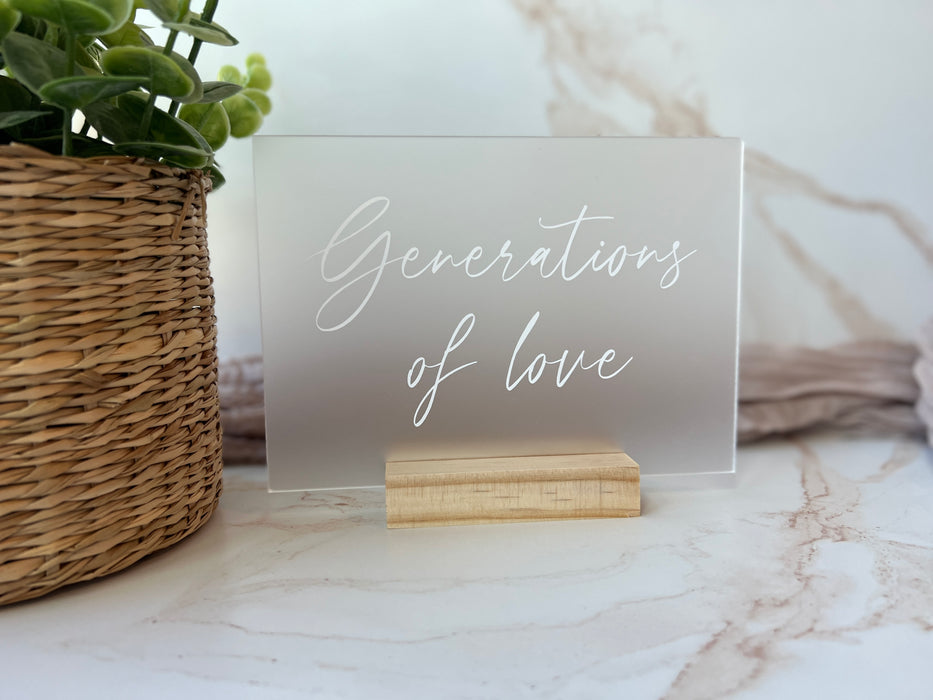Acrylic Generations Of Love Sign