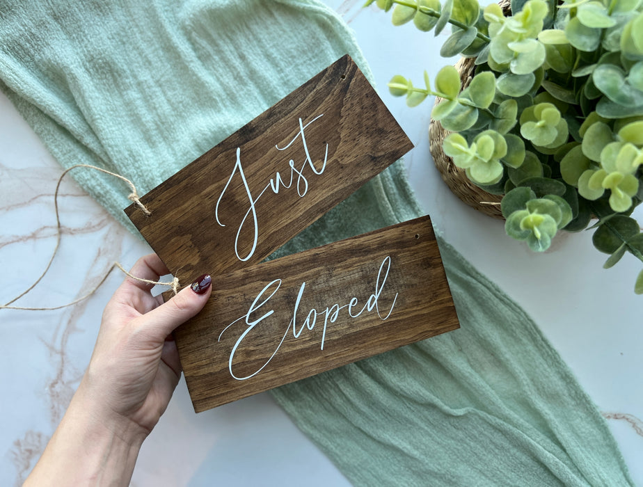 Mini Backpack Signs Just Married Backpack Sign For Mountain Wedding Decorations For Elopement Just Married Sign For Mountain Themed Wedding Decor