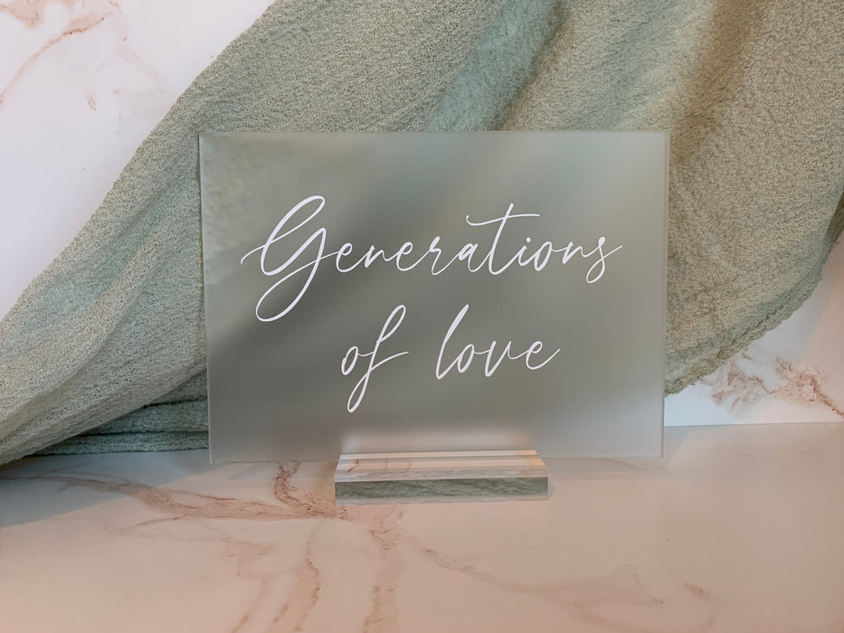 Acrylic Generations Of Love Sign